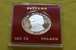   100 zlotych PROBA coin, Adam Mickiewicz, only 3000, POLAND  