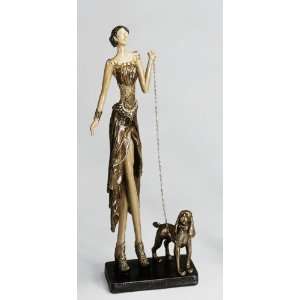  Artmax Handmade   Sculpture Companion   Lady walking dog 