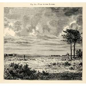  1882 Wood Engraving Lege France Haute Garonne Landscape 
