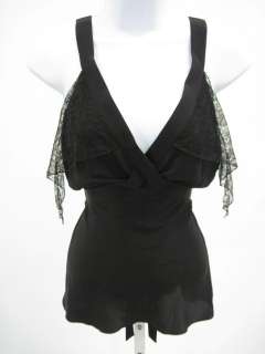 KATAYONE ADELI Black Lace Trim Silk Camisole Top Size S  
