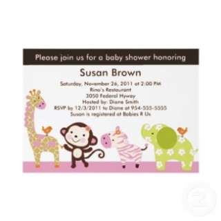 Jungle Jill / Cute Animals Baby Shower Invitation invitation