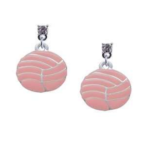 Large 2 D Pink Volleyball or Water Polo Ball Clear Swarovski Post 