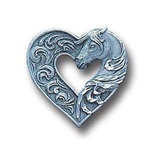  Pewter 3 D Collector Pin   Horse & Heart Jewelry