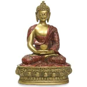  Amitabha Buddha of Infinite Light Statue, Gold and Red, 12 