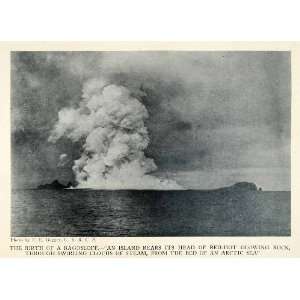   Sea Volcano Eruption Alaska   Original Halftone Print