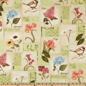  44 Wide Botanical Blooms Floral Collage Cream Fabric By 