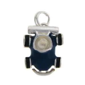  Sterling Silver Blue Enamel Toy Car Charm Jewelry