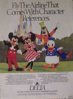 DELTA AIRLINES WALT DISNEY WORLD MICKEY MOUSE GOOFY AD  