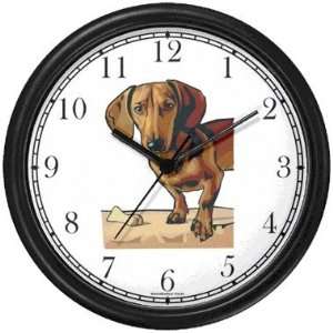 Dachshund (Shorthaired) Dog Wall Clock by WatchBuddy Timepieces (Black 