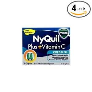  Vicks NyQuil Plus Vitamin C Caplets, 10 count Boxes (Pack 