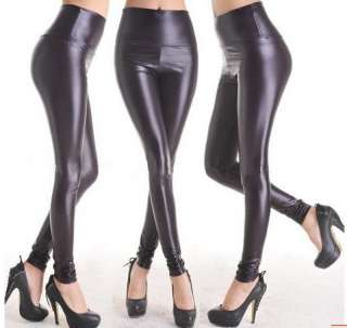   Women Faux Leather Stretch High Waisted Tight Pants Leggings  