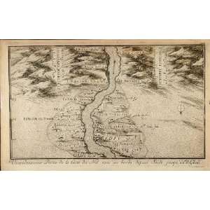 1757 Engraving Map Nile River Egypt Edfu F. L. Norden   Copper Plate 