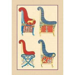  Vintage Art Ancient Egyptian Chairs   15030 0