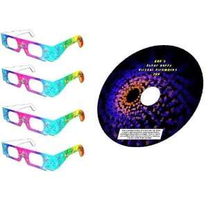   Fireworks Glasses (4 pair) with Virtual Fireworks DVD Toys & Games