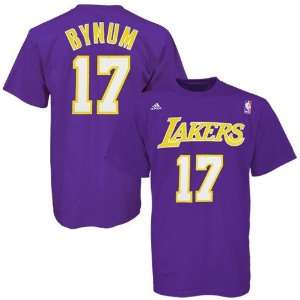 NBA adidas Los Angeles Lakers #17 Andrew Bynum Purple Player T shirt 