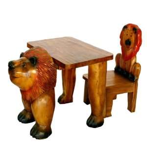   Vintage Style Lion Design Childrens Table And Chair Set Furniture