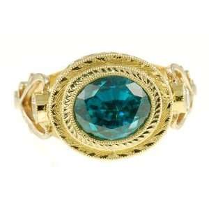  Ornate Handmade Custom Blue Zircon and Diamond ring in 2 
