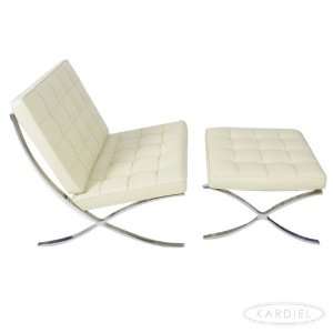   Pavilion Chair & Ottoman, Ivory Aniline Leather