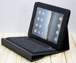 Black Leather Case Cover with Wireless Bluetooth Keyboard for Apple 