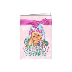 Cute Easter Bunny Greeting Card And Eggs Card