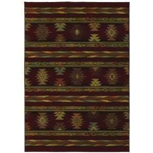   Pueblo Scarlet Red Southwestern Style Rug 5.50 x 7.80.