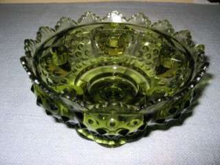 Spectacular Vintage Fenton Hobnail Heavy Emerald Green Candle Bowl