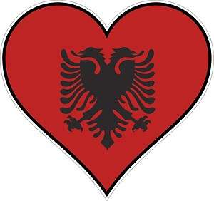 ALBANIA HEART vinyl STICKER bumper decal gift LOVE FLAG STATE BIKE 