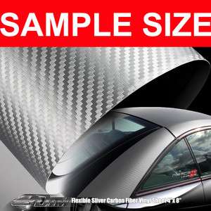    Silver Carbon Fiber Design Vinyl Sheet with Adhesive Backing  