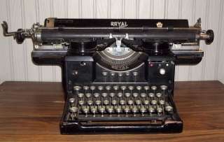 Vintage Royal Typewriter  Single Glass Sides w/extra long Carriage 