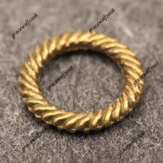  Vintage Antique Brass Round Ring Carved Lines Beads Jewelry Findings 
