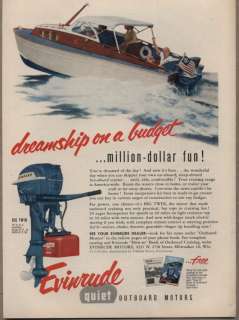 Original 1954 Vintage Ad Evinrude 25 HP Big Twin Quiet Outboard Motors 
