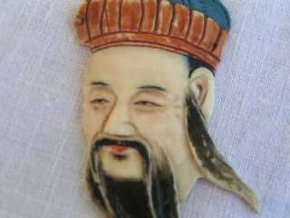 Antique Chinese Japanese Figural Carved Button  