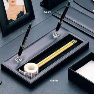  Double Pen Stand Black Leather
