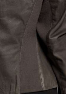 NWT VINCE Cowl Elephant Black Brown Leather Biker Drape Top Jacket $ 