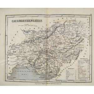  Dugdale C1840 Map Caermarthenshire Antique Print