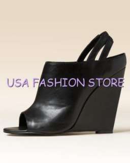 BEBE Alexa Wedge Sandal shoes platform black leather 8  