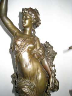 Pair Antique La Vigne Bronze Sculptures After Moreau  