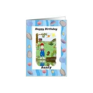  Happy Birthday Aunty / Small boy by a pond Card Health 