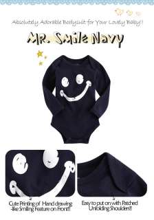 NWT Newborn & Babys Cute Bodysuit Mr.Smile Navy  