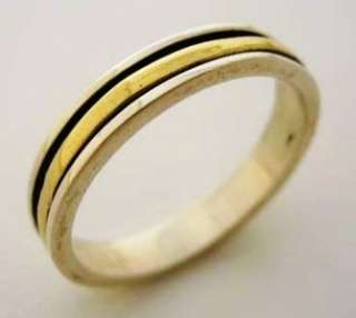 Israeli delicate spinner ring silver 9 ct gold wedding engagement 