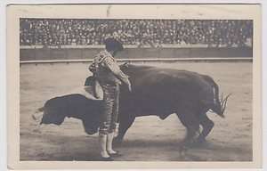 Spain Bull & Matador 1929 REal Photo Postcard  