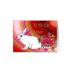  Gong Xi Fa Cai ~ Sister ~ Rabbit/Flowers/Vibrant Colors 