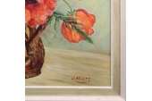 Modernist Poppies in Copper Jug Still Life Oil Painting  