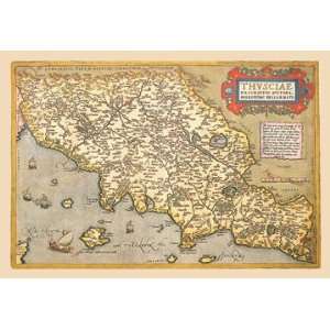  Map of Italian Coast above Rome 28x42 Giclee on Canvas 