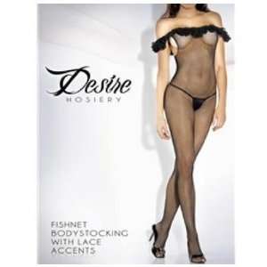 Bundle Off Shoulder Ruffle Fishnet Body Stocking Black Queen and 2 