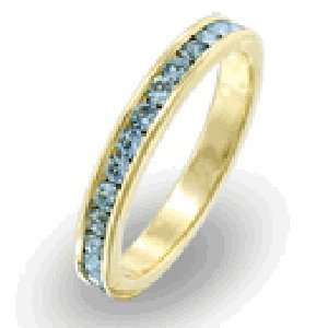 ET 31 Simulated Aqua Eternity Ring 18KT Gold EP Available in Sizes 4 9 