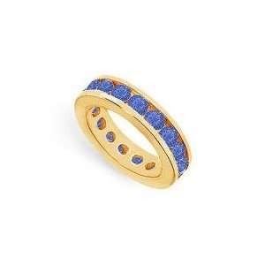 Blue Sapphire Eternity Band  14K Yellow Gold 4.00 CT TGW   Ring Size 