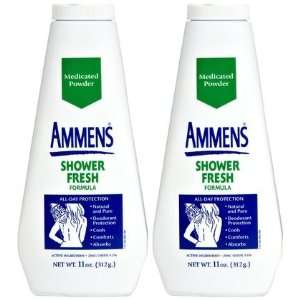  Ammens Medicated Powder, Shower Fresh Formula, 11 oz, 2 ct 