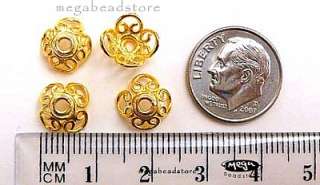 Bali Wire Handmade Caps VERMEIL Gold filigree Flower BeadCaps C82V  6 