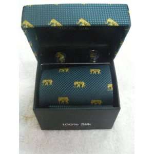  Silk Necktie (Gift Set)  Pine Green and Black Mini Diamond Pattern 